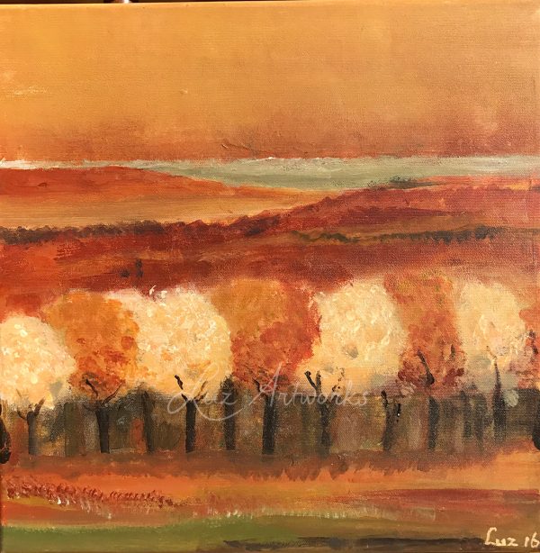Schilderij Oranje Bomen door Marloes Bloedjes