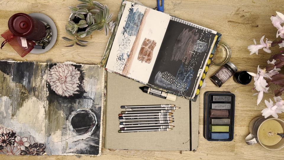 what-is-art-journaling Marloes Bloedjes van Atelier Toverzicht in Heemskerk - schilderles - tekenles - workshops schilderen en tekenen